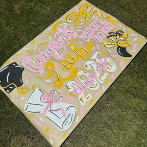 graduation banner, grad party decor, graduation, grad party, class of 2025, graduation decor, craft paper banner, custom hand painted,