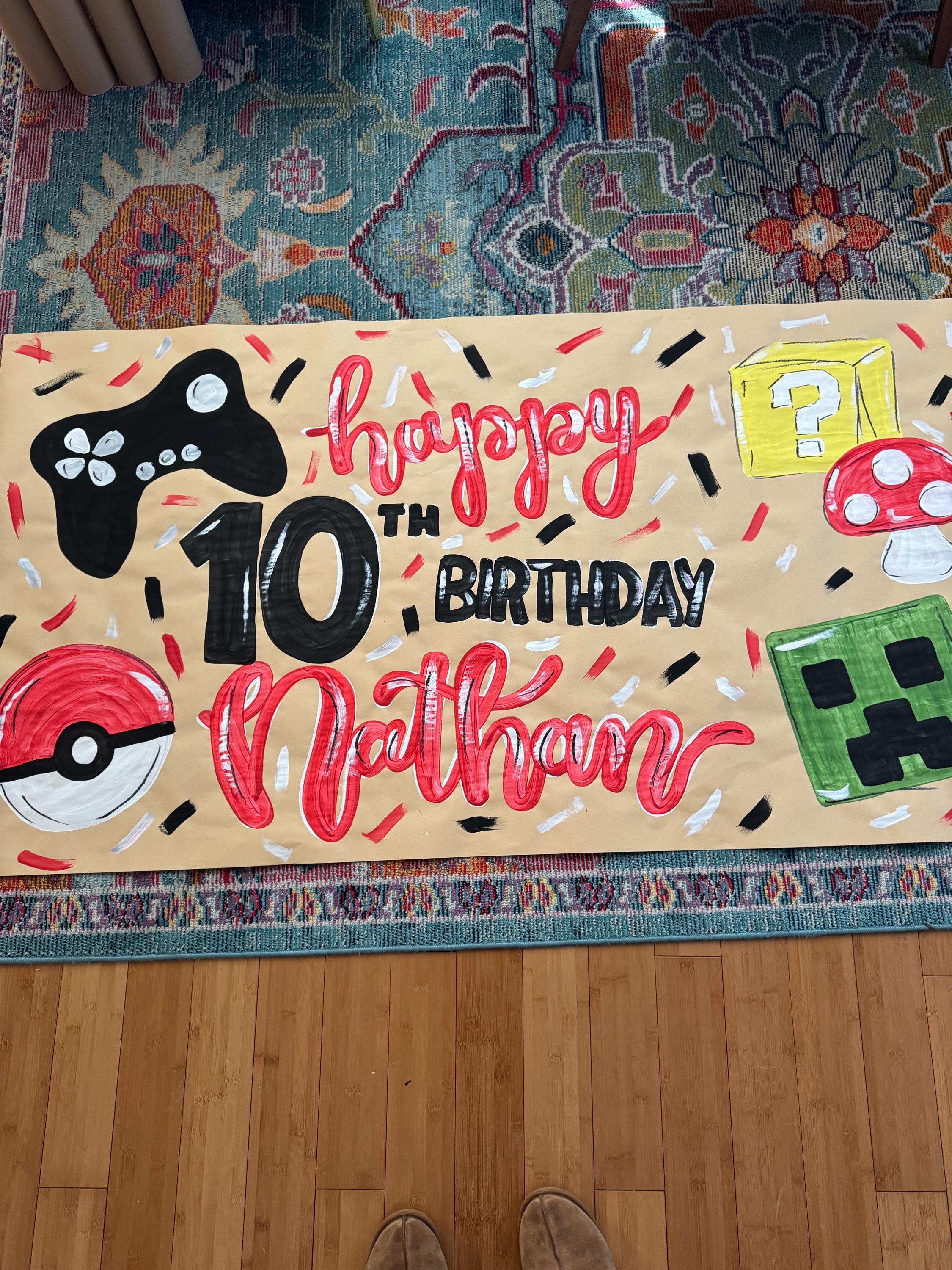Gaming Birthday Banner: Hand-painted Party Decoration - Etsy