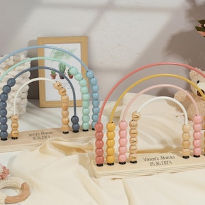 Wooden Engraved Baby Abacus,Baby Nursery Decor, Personalized Baby Rainbow Abacus,Montessori,Counting Tool,Baby Shower Gift,1st Birthday Gift