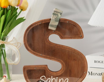 Custom Name Wood Letter Bank: Personalized Kids Piggy Bank