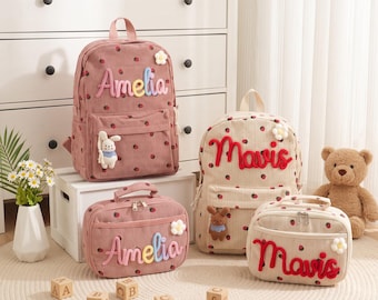 Personalized Corduroy Kids Backpack: Toddler School Bag, Back to School, Summer Camp Bag, Backpack and Lunchbag