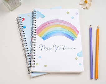 Personalized Teacher Notebook: Rainbow Spiral, Thank You Gift