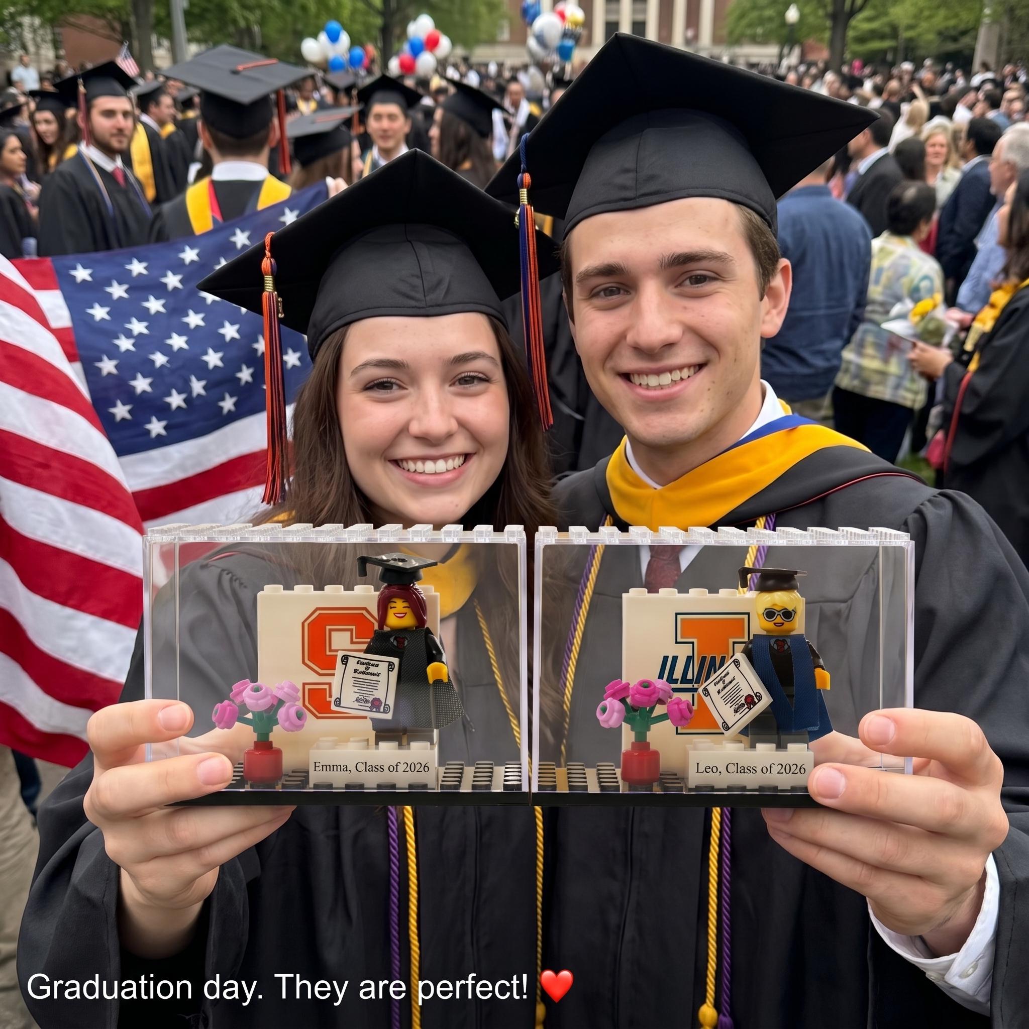 Discover Personalized Graduation Brick Minifigure with Photo and Name – Class of 2026
