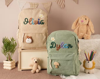 Personalized Corduroy Toddler Backpack: Custom Kids School Bag