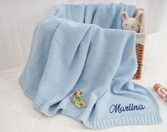 Personalized Baby Blanket: Soft Knit Organic Cotton, Newborn Gift