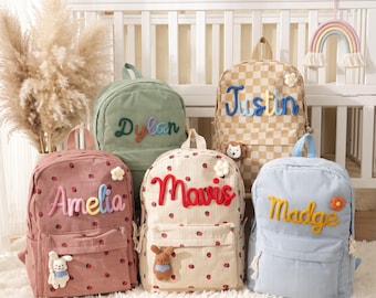 Personalized Corduroy Kids Backpack: Toddler School Bag, Back to School, Backpack and Lunchbag , Summer Camp Bag