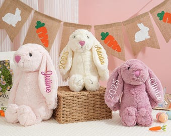 Embroidered Plush Bunny Rabbit: Personalized Newborn Gift