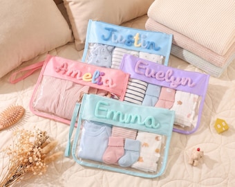 Personalized Baby Pouch, New Mom Gift, Toddler Gift, Clear Bag With Zipper, Wet Bag For Baby,Diaper Bag Organizer Pouch