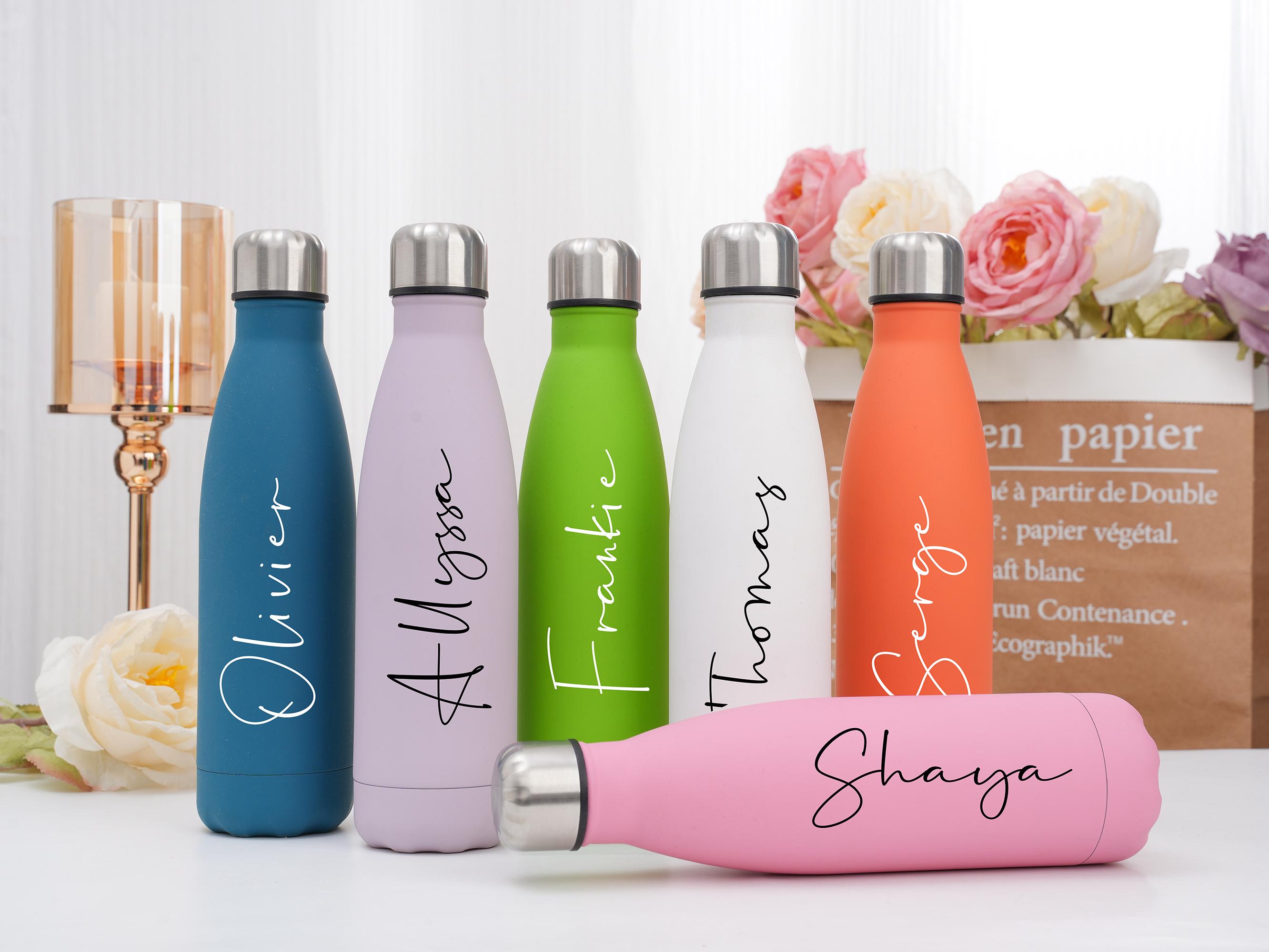 Botella De Agua Personalizada Con Nombre | 500 Ml | Deportiva Con Pajita | Hecha En Reino Unido