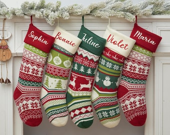 2025 Embroidered Christmas Stocking,Personalized Family Christmas Stocking,Knitted Stockings With Name,Christmas Stocking,Holiday Decor Gift