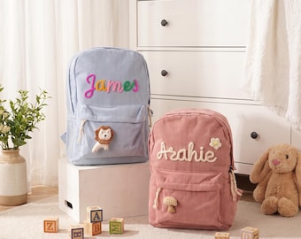 Personalized Corduroy Toddler Backpack: Custom Kids School Bag