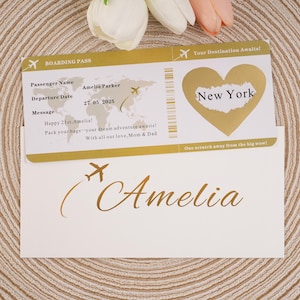 Personalised Scratch Off Boarding Pass Ticket, Scratch Reveal Holiday Gift, Surprise Trip Announcement, Custom Travel Voucher Card, Hen Gift