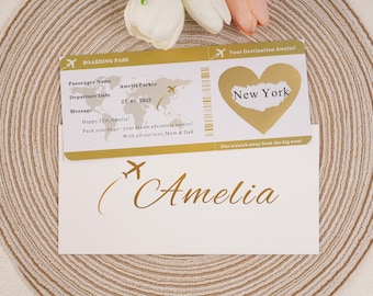 Personalized Scratch Off Boarding Pass: Surprise Holiday Reveal Ticket