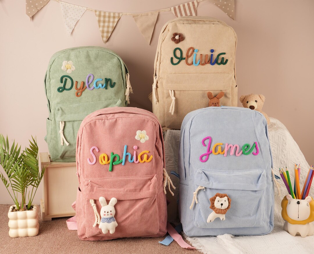 Personalized Corduroy Kids Backpack: Toddler School Bag, Back to School ...