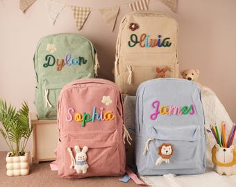 Personalized Corduroy Kids Backpack: Toddler School Bag, Back to School, Summer Camp Bag