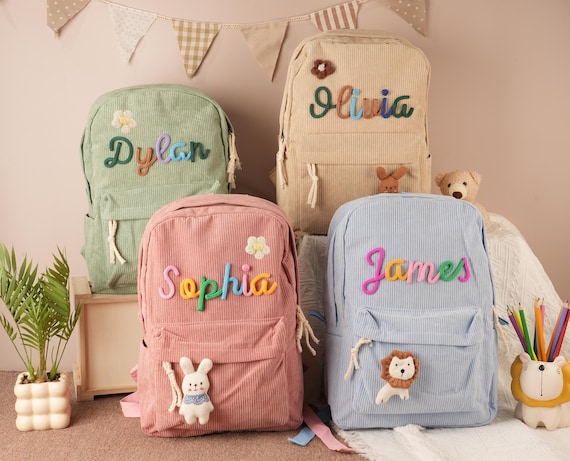 Personalized Corduroy Kids Backpack: Toddler School Bag, Back to School, Summer Camp Bag