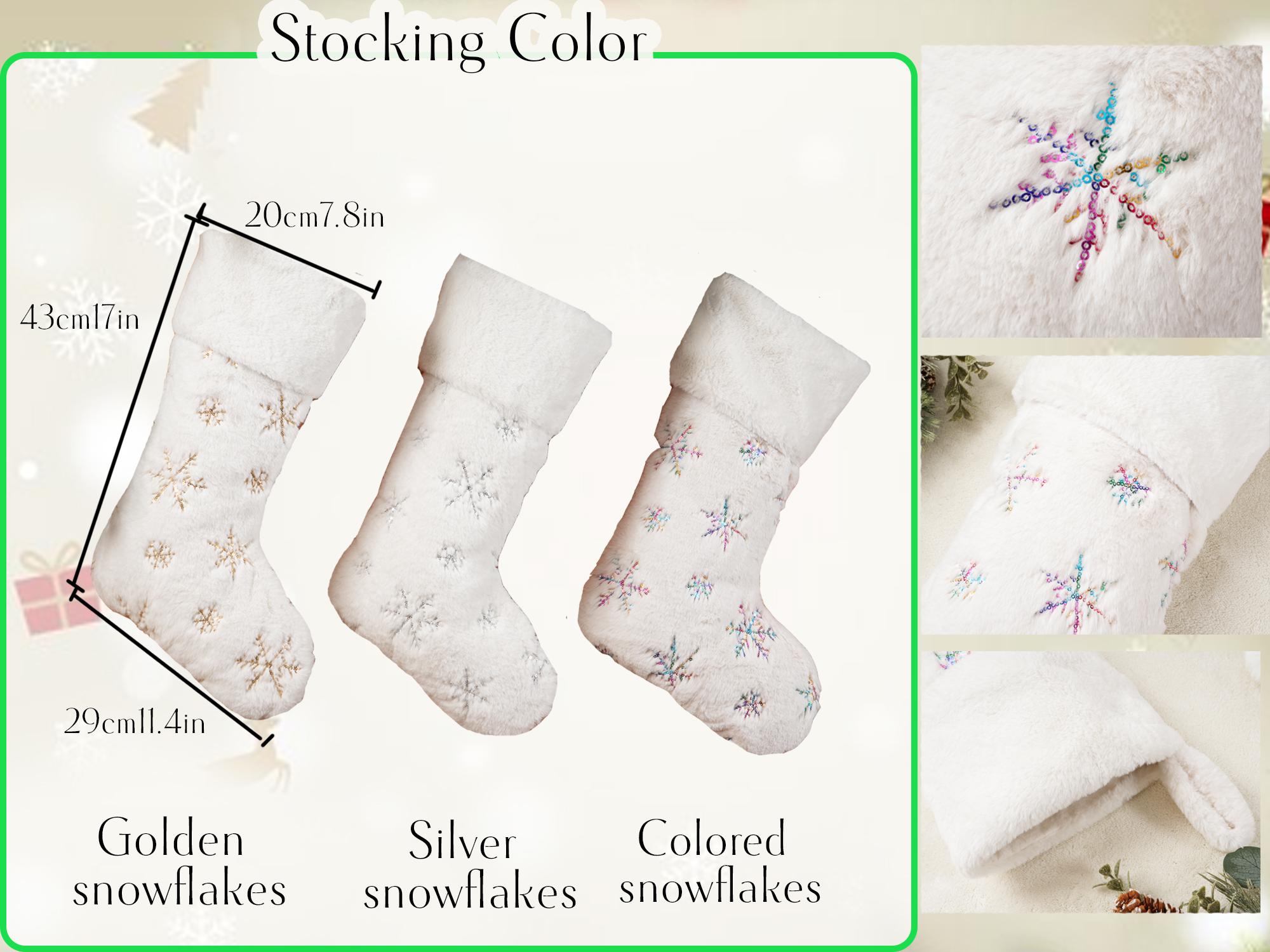 Personalized Christmas Stockings, Custom Holiday Stockings, Plush Sequin snowflake Stockings,2025 Embroidered Knit Stocking,Family Stocking