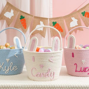 Benutzerdefinierte Name Osterhase Korb, personalisierte Ostern Korb für Kinder, Baby Name Korb, Osterei Suche Korb, Osterhase Eimer, Ostern Dekor