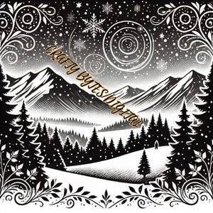 Snowy Mountain Print: Minimalist Winter Landscape (Digital Download)