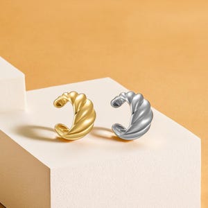 Stylish Gold & Silver Twisted Weaving Earrings, Delicate Twist Hoops, Adjustable Ear Cuff, A Must-Have Accessory for Her!