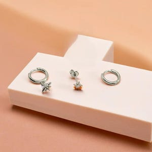 Silver Womens Earrings Set, Dangle Hoop Earring, Huggie Hoop, Stud Earring,  Cartilage Hoops,  Stylish and Chic Hoops Jewellery For Her