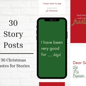 Christmas Story Posts for Instagram, Holiday Colors, Instagram Story Kit for Social Media
