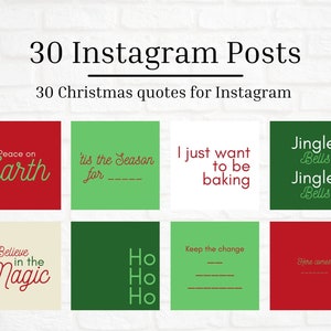 Christmas Quotes Posts for Instagram, Holiday Colors, Instagram Template Kit for Social Media