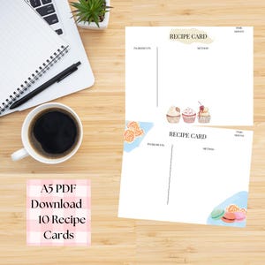 Recipe Cards Digital A5 Printable - Set of 10