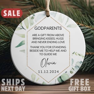 Personalized Godparents Ornament, Personalized Godmother Gift, Personalized Godfather Gift, Godparent Proposal, Christening Baptism Ornament