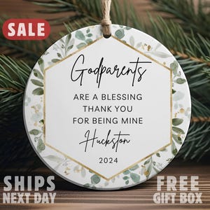 Personalized Godparents Ornament, Personalized Godmother Gift, Personalized Godfather Gift, Godparent Proposal, Christening Baptism Ornament