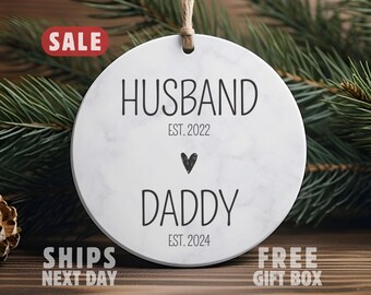 Adorno para papá primerizo, recuerdo de esposo a papá, adorno navideño personalizado para papá, regalo para futuro papá, regalo para anunciar la paternidad, adorno para papá primerizo