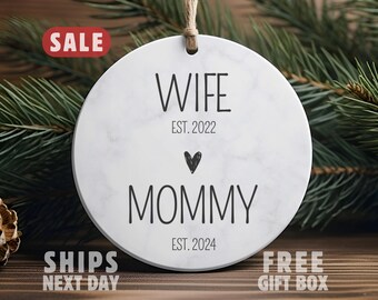 Adorno navideño personalizado para nuevas mamás, Adorno para esposa/mamá, Regalo para nueva mamá, Regalo para mamá primeriza, Regalos para futuras mamás, Anuncio de embarazo