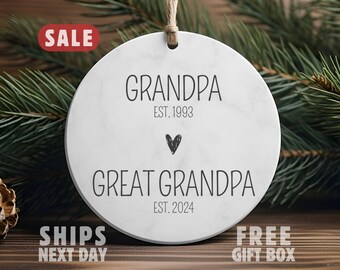 Regalo para el bisabuelo, adorno personalizado para el bisabuelo, recuerdo personalizado para el bisabuelo, regalo de Navidad para el bisabuelo, anuncio de embarazo