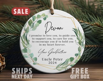 Adorno de padrino personalizado, regalo de padrinos, regalo de ahijado, adorno de ahijado, regalo de padrino personalizado, adorno de bautizo