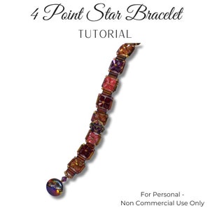 KR009 4 Point Star Bracelet - Beadweaving Instructions Seed Bead Jewelry Pattern - DIY Etutorial - Swarovski Crystals - RAW - Bugle Bead