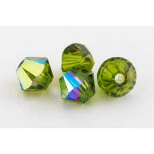 4mm Olivine AB 5301 5328 Bead, Swarovski crystal, Crystal Passions®, 4mm Olivine AB Bicone - Package of 53