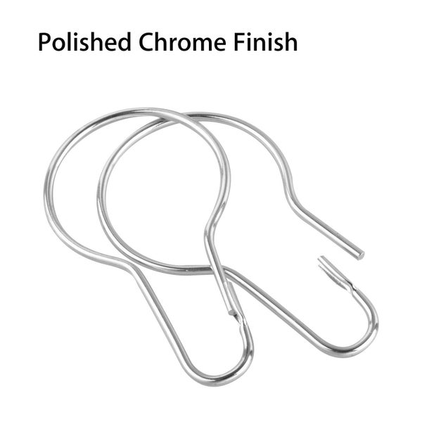 Chrome Shower Curtain Rings, Hooks - Package of 12