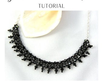 KR007 TUTORIAL DE Abalorios - Instrucciones para tejer collares Eye-Sos-Ell-Ease con cuentas - Patrón de joyería con cuentas de semillas - Tutorial DIY - Cristales de Swarovski