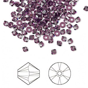 4mm Amethyst Swarovski 5301 5328 Bicone - Swarovski Crystal Passions®, Crystal 4mm Amethyst - Package of 48 pieces