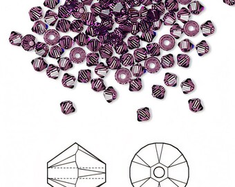 4mm Amethyst Swarovski 5301 5328 Bicone - Swarovski Crystal Passions®, Crystal 4mm Amethyst - Package of 48 pieces