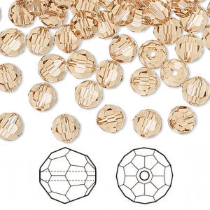 6mm Light Colorado Topaz 5000 Round Bead, Swarovski crystal, Crystal Passions®, 6mm LCT 5000 - Pack of 24