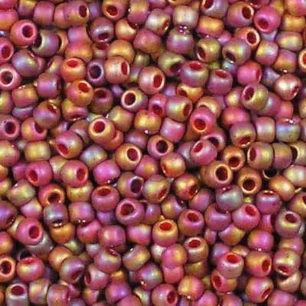 Size 8/0 2639f Semi-Glazed Rainbow - Dk Red, Toho #8-2639F Glass Seed Bead - Various Sizes Available