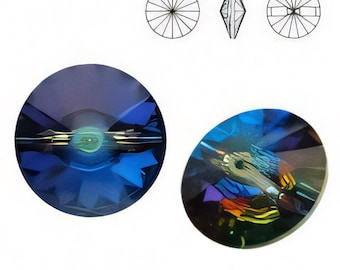 2 pcs 12mm 14mm - 18mm (1pc)  3015 Swarovski Crystal Rivoli Button - Crystal Foiled Button - Various Sizes and Colors Available - 2 pack