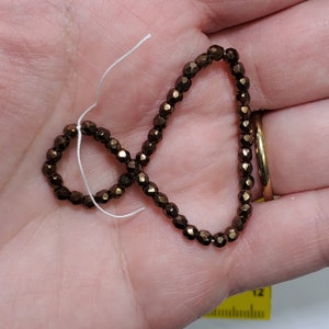 3mm Bronze Metallic Faceted Fire polish Glass Bead - 3mm Pressed Glass Fire-Polished Bronze Metallic Glass Bead - Strand of 50 pieces