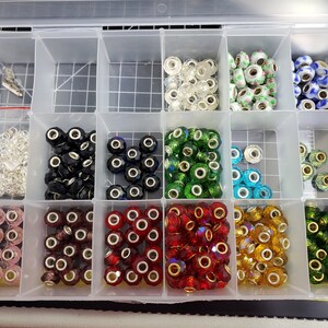 Bulk Pandora style charms | Murano glass beads | Lampwork European Glass Crystal Beads - Assorted Colors | Lg Hole Rondelle Beads Pk of 341