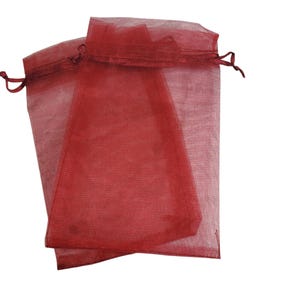 Burgundy Organza Gift Bags Red Organza Jewelry Pouch Drawstring Gift Bag - Wedding Favor Holiday Hostess Gift Bag  4 in x 6 in - 100 pieces