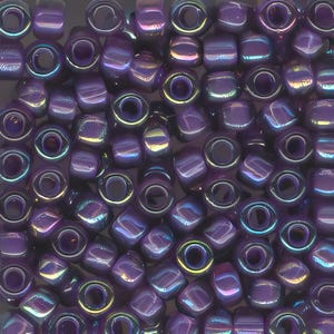 Size 8 8-356B Amethyst Color Lined Lavender AB Glass Seed Bead - Amethyst Color-Lined Lavender AB - 10 Gram Package