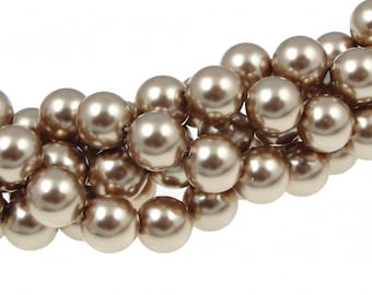 8mm Bronze Swarovski® crystals Pearl, Bronze, 8mm round (5810). Sold per pkg of 25