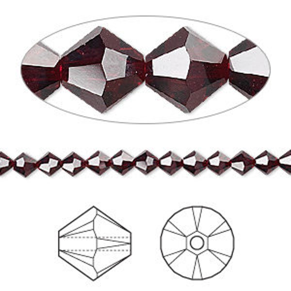 4mm Garnet 5301 5328 Bicone Bead, Swarovski crystal, Crystal Passions®, 4mm Garnet Bicone Bead - Various Package Sizes Available