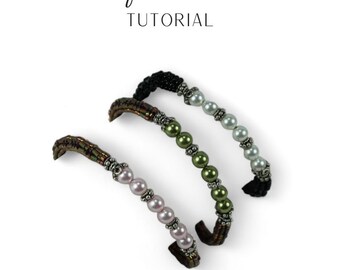 Bands of Pearl Bracelet Beadweaving Tutorial Tubular Herringbone Seed Bead Pearl PDF - KR013